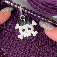 Load image into Gallery viewer, Cute Skull With Black Bow Progress Keeper by VicsKnits

