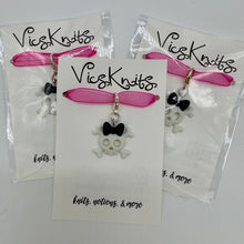 Load image into Gallery viewer, Cute Skull With Black Bow Progress Keeper by VicsKnits
